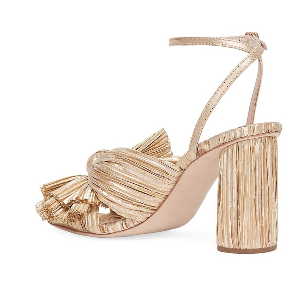 Loeffler Randall Camellia Gold Taffeta Knot Heels - Picture 3 of 8